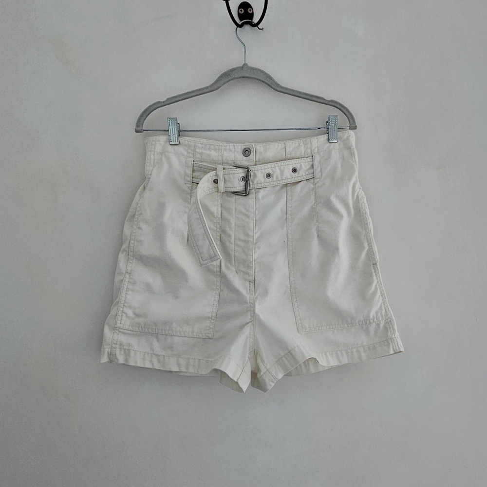 Phillip Lim Belted Cargo Ecru High Waisted Cotton Not Too Short Shorts - Picture 2 of 12